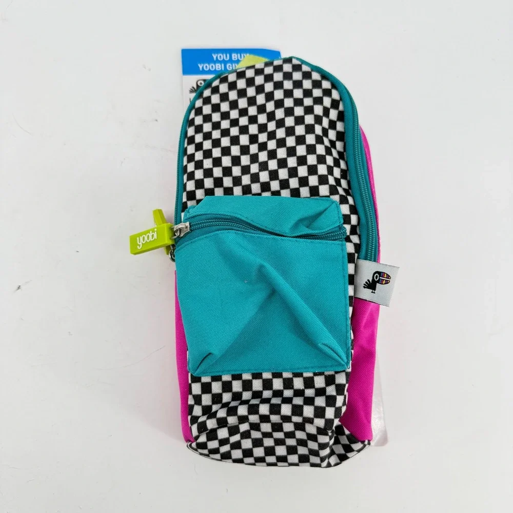 Yoobi Pencil Pouch Kids OS Multi Checkered Adjustable Notebook Strap 15AADRESAV